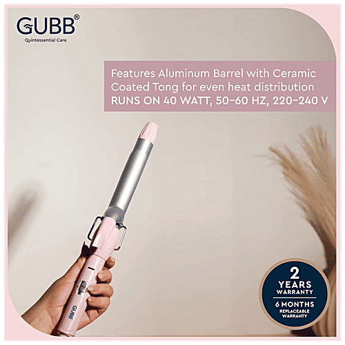 Gubb Hair Curler With Ceramic Coated Tong - For Long Lasting Look, GB-005, Pink, 368 g  