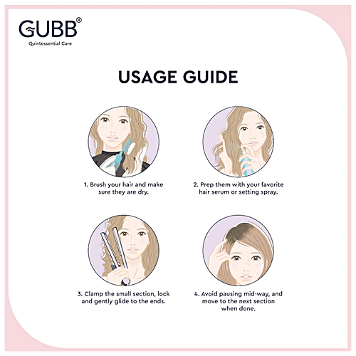 Gubb Hair Straightener With Ceramic Coated Plates - For Frizz Free Look, GB-650 Pink, 319 g  
