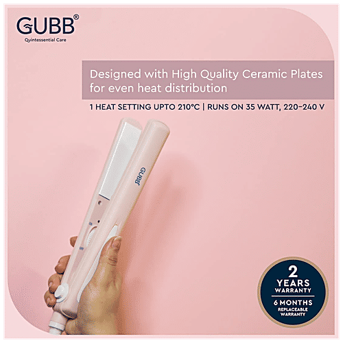 Gubb Hair Straightener With Ceramic Coated Plates - For Frizz Free Look, GB-650 Pink, 319 g  