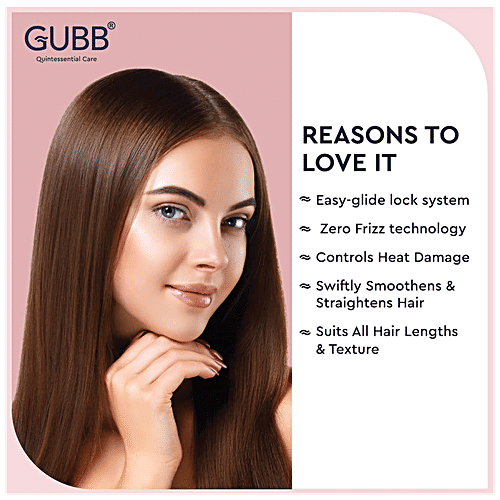 Gubb Hair Straightener With Ceramic Coated Plates - For Frizz Free Look, GB-650 Pink, 319 g  