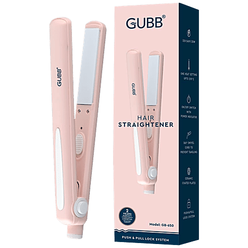 Gubb Hair Straightener With Ceramic Coated Plates - For Frizz Free Look, GB-650 Pink, 319 g  