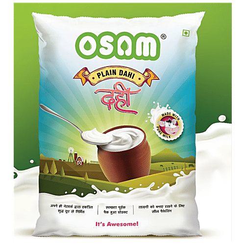 OSAM  Plain Curd/Dahi - Rich In Calcium & Protein, 1 kg Pouch 