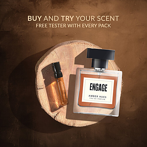 Engage Amber Hues Eau De Parfum - For Men, 100 ml (Get 3 ml Tester Free) Ambery & Fruity Fragrance Scent