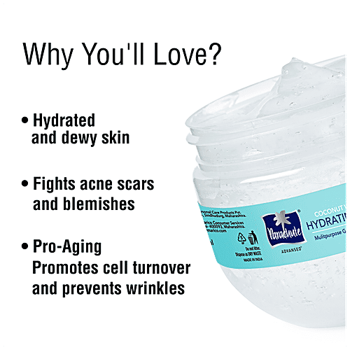 Parachute Advansed Coconut Water Hydrating Gel Multipurpose For Hair & Skin - 72h Moisturisation, With Glycerine & Niacinamide, 200 ml  