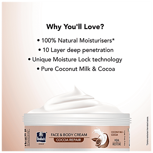 Parachute Advansed Cocoa Repair Face & Body Cream Moisturiser With Coconut Milk - Heal & Restore For Dry Skin, 280 ml  