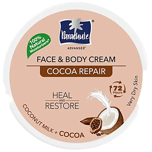 Parachute Advansed Cocoa Repair Face & Body Cream Moisturiser With Coconut Milk - Heal & Restore For Dry Skin, 280 ml  