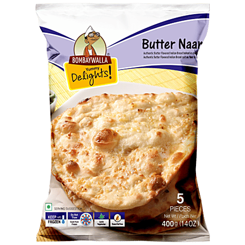 Bombaywalla Foods Butter Naan - Natural, No Added Preservatives, 400 g (5 pcs) 