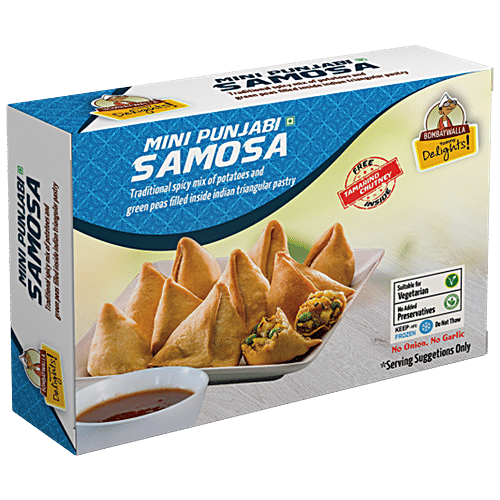 Bombaywalla Foods Mini Punjabi Samosa - No Onion Or Garlic, No Added Preservatives, 500 g (Get Free Tamarino Chutney Inside) 