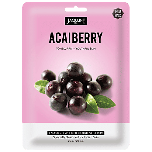 Jaquline USA Acaiberry Sheet Mask - For Toned & Firm Skin, 30 g  