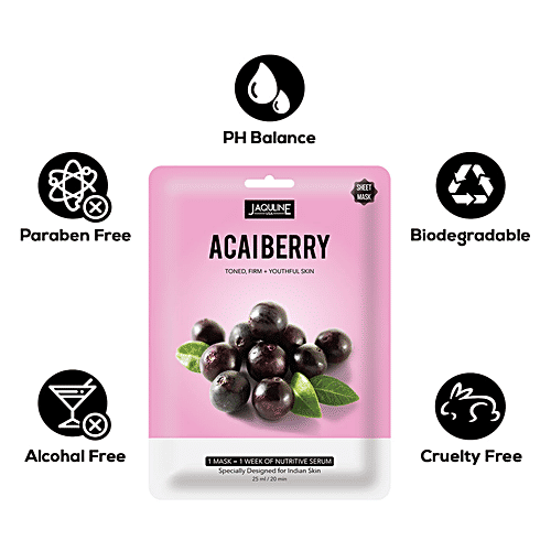 Jaquline USA Acaiberry Sheet Mask - For Toned & Firm Skin, 30 g  