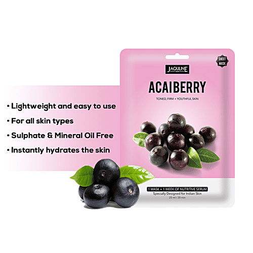 Jaquline USA Acaiberry Sheet Mask - For Toned & Firm Skin, 30 g  