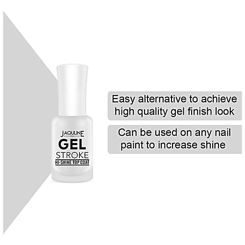 Jaquline USA Gel Stroke Hi Shine Top Coat - Increases Shine Of Nail Paints, 8 ml  