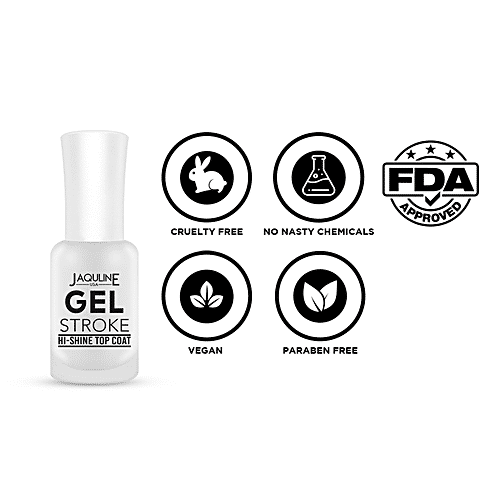 Jaquline USA Gel Stroke Hi Shine Top Coat - Increases Shine Of Nail Paints, 8 ml  