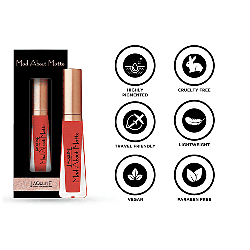 Jaquline USA Mad About Matte Liquid Lipstick - Long Lasting, Smudge Proof, 6.5 ml Let's Jam 