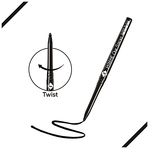Jaquline USA One Stroke Super Black Kajal - Water & Smudge Proof, 0.30 g  