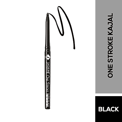 Jaquline USA One Stroke Super Black Kajal - Water & Smudge Proof, 0.30 g  