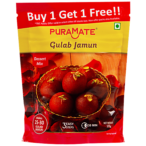 Puramate Gulab Jamun Dessert Mix, 175 g (Buy 1 Get 1 Free) 