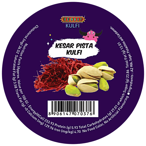 BOMBAY KULFI Kesar Pista Kulfi Natural Ice Cream - Unique Taste, Juicy, Perfect Dessert, 500 ml Tub 