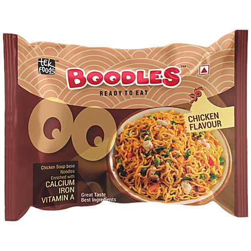 Boodles Ready To Eat Noodles - Chicken Flavour, Rich In Iron & Calcium, Soup Base, 50 g  
