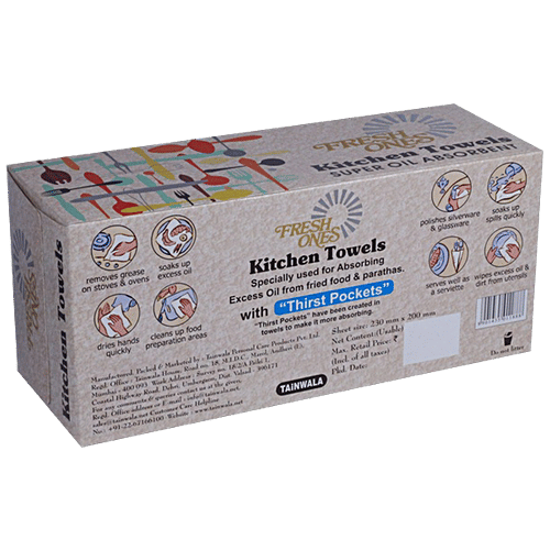 Buy Fresh Ones Kitchen Towel With Thirst Pockets 2 Ply, Oil Absorbent
