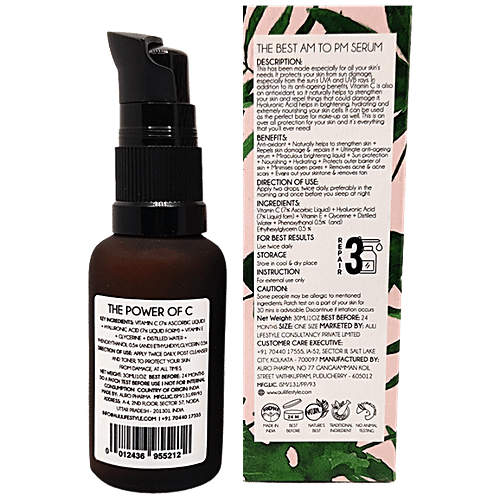 Auli Power Of C The Ultimate Vitamin C Serum - With Hyaluronic Acid, Repairs Damages, 30 ml