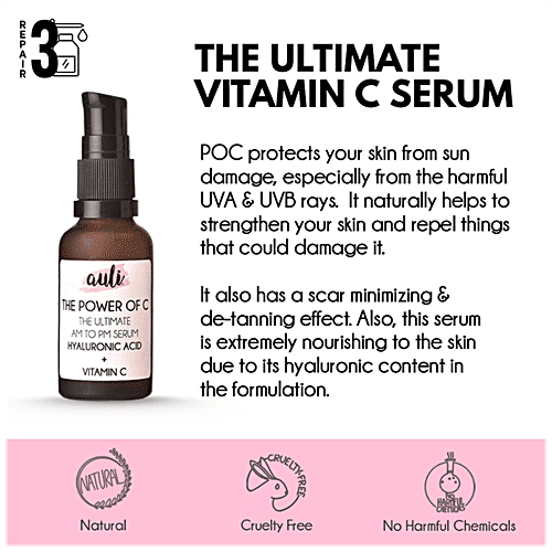 Auli Power Of C The Ultimate Vitamin C Serum - With Hyaluronic Acid, Repairs Damages, 30 ml