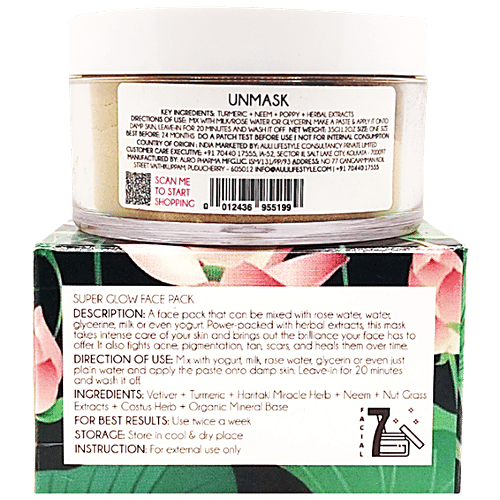 Buy Auli Unmask Super Glow Face Pack Turmeric & Neem, Fights Acne, Brightens Skin Online at