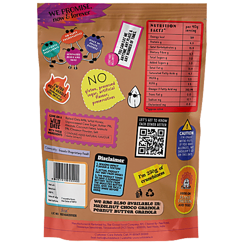 Wild Date Butter Walnut Granola - Gluten-Free, No Refined Sugar Added, 250 g  