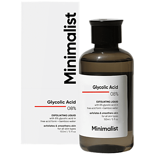Minimalist Glycolic Acid 08% Exfoliating Liquid - With Bamboo Water, Exfoliates & Smoothens Skin, 150 ml  