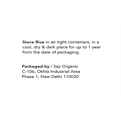 Buy I Say Organic White Basmati Rice/Chawal High In Fibre Online at