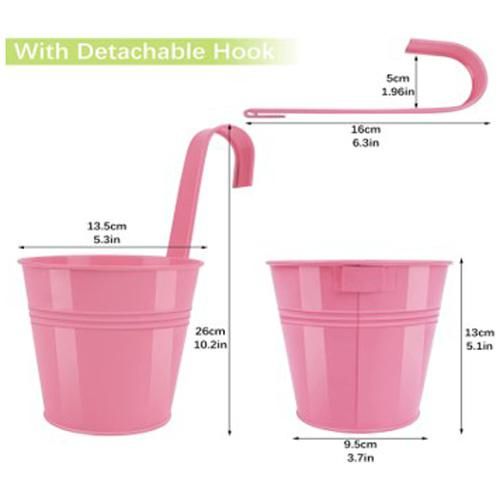 Buy AA Inc Iron Flowerpots With Detachable Hooks - Galvanised