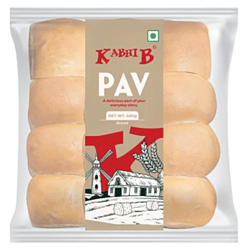 KABHI B Fiber Rich Pav - For Instant Energy, Easy To Digest, 400 g (12 pcs) 