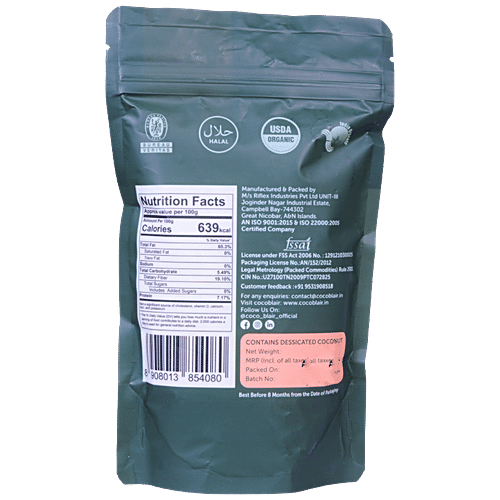 Coco Blair Unsweetened Desiccated Coconut Powder - Organic, Vegan & Gluten Free, 100 g Pouch