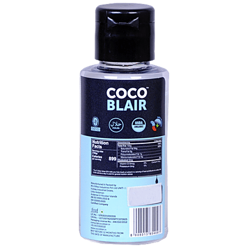 Coco Blair Cold Pressed Virgin Coconut Oil - Organic, Vegan, Lactose & Gluten Free, 100 ml PET Bottle 