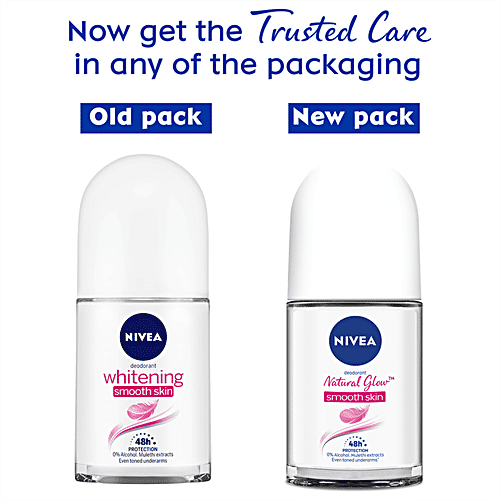 Nivea Whitening Smooth Skin Deodorant Roll On - Even Toned Underarms, For Women, 25 ml