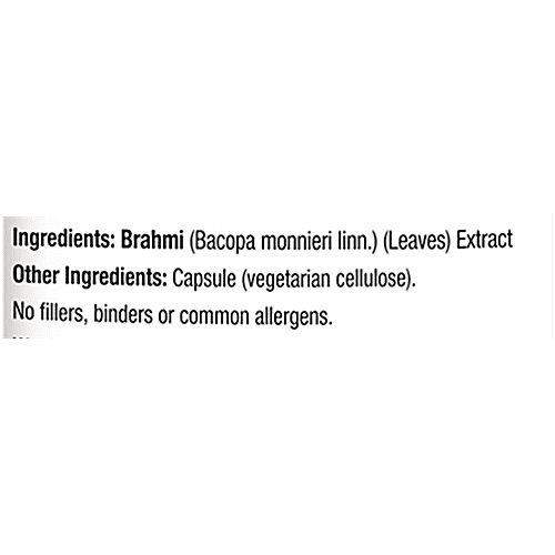 Morpheme Remedies Bacopa Monnieri/Brahmi Veg Capsules - 500 mg, Improves Alertness, 60 pcs  