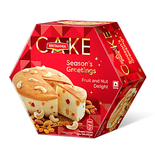 Britannia Season's Greetings - Fruit & Nut Delight Cake, Soft, Spongy & Fluffy, 350 g