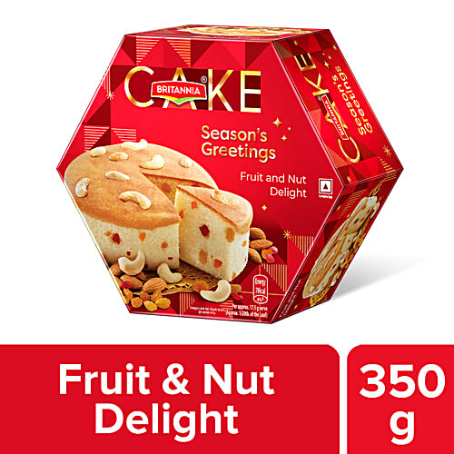 Britannia Season's Greetings - Fruit & Nut Delight Cake, Soft, Spongy & Fluffy, 350 g