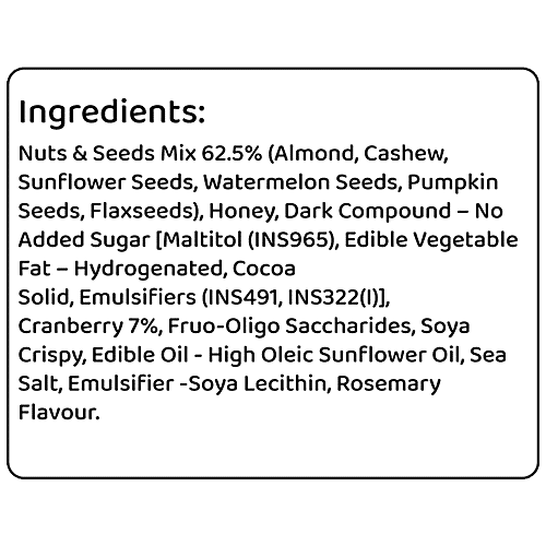 Fit Nutrition Premium Energy Bar - Seeds, Nuts & Cranberries, Protein & Fiber-rich, No Added Sugar, 35 g