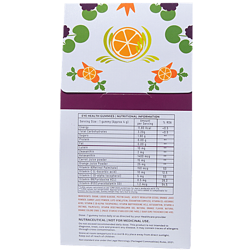 Panchamrit Eye Health Gummies - Vegan, Gelatin Free, Improves Sleep Quality, Orange Flavour, 30 pcs