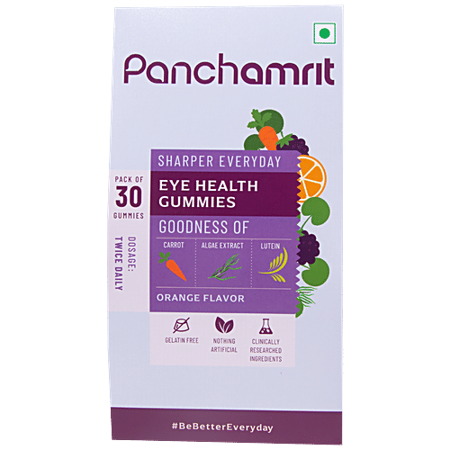 Panchamrit Eye Health Gummies - Vegan, Gelatin Free, Improves Sleep Quality, Orange Flavour, 30 pcs