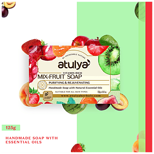 Atulya Mix Fruit Soap - Vitamin Rich, With Essential Oils, Purifying & Rejuvenating, 125 g  
