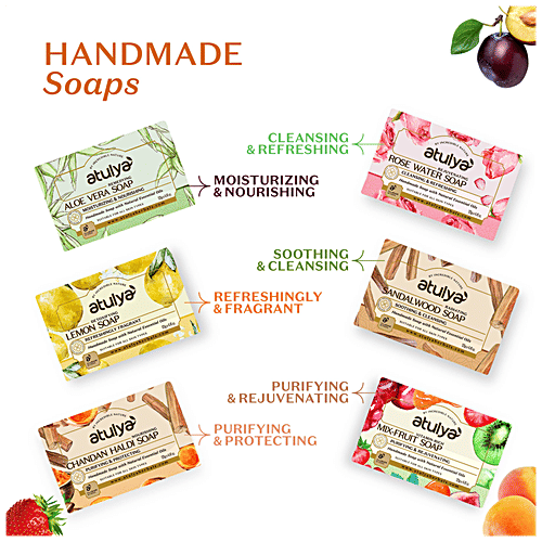 Atulya Mix Fruit Soap - Vitamin Rich, With Essential Oils, Purifying & Rejuvenating, 125 g  