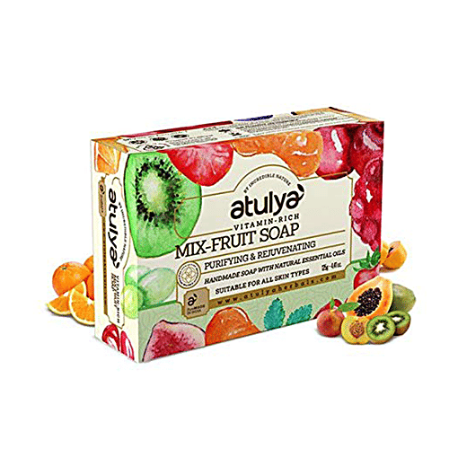 Atulya Mix Fruit Soap - Vitamin Rich, With Essential Oils, Purifying & Rejuvenating, 125 g  