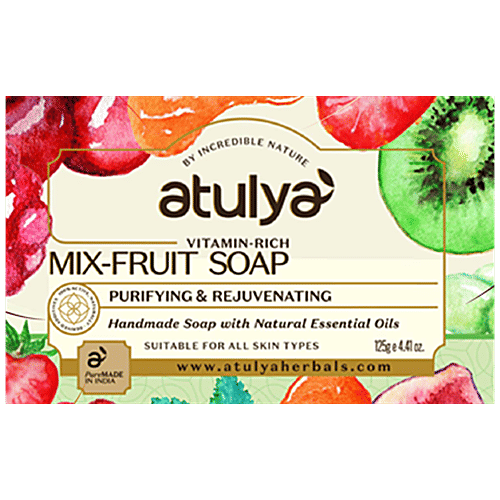 Atulya Mix Fruit Soap - Vitamin Rich, With Essential Oils, Purifying & Rejuvenating, 125 g  