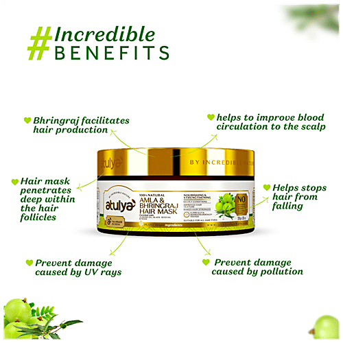 Atulya Amla Bhringraj Hair Mask - With Black Seed Oil, Deeply Conditions, Improves Texture, 200 g  