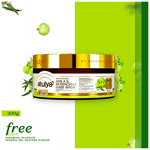 Atulya Amla Bhringraj Hair Mask - With Black Seed Oil, Deeply Conditions, Improves Texture, 200 g  