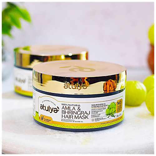 Atulya Amla Bhringraj Hair Mask - With Black Seed Oil, Deeply Conditions, Improves Texture, 200 g  