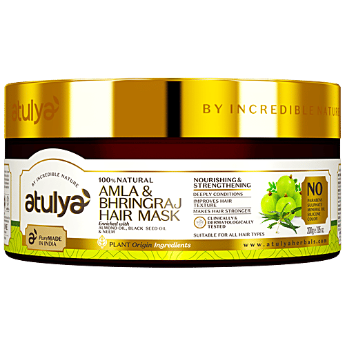 Atulya Amla Bhringraj Hair Mask - With Black Seed Oil, Deeply Conditions, Improves Texture, 200 g  