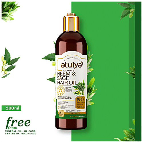 Atulya Neem & Sage Hair Oil - With Sesame, Nourishing & Anti-dandruff, Improves Growth, 200 ml  